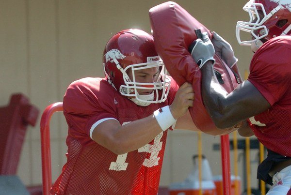 Arkansas redshirt freshman Jim Youngblood is hoping the switch from quarterback to tight end will pay off this season for the Razorbacks.