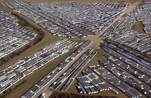 An aerial photo of the Hope airport taken in February 2006 shows some of the fleet of trailers that once numbered 19,000.