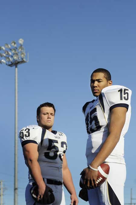 Shiloh Christian’s Kiehl Frazier, right, and Samuel Harvill, left, were named All-Northwest Arkansas Player of the Year and Defensive Player of the Year, respectively.