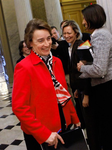 Sen. Blanche Lincoln leaves the Senate floor on Capitol Hill in Washington on Tuesday, Dec. 22, 2009.