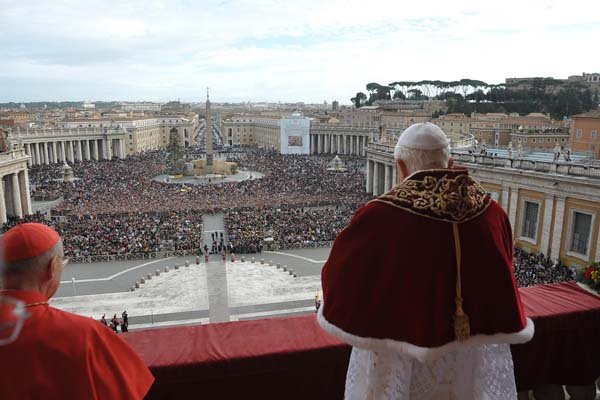 L’Osservatore Romano Pope Benedict XVI delivers his To the City and to the World blessing and message Friday in St. Peter’s Square at the Vatican.