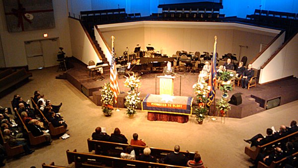 Around 200 people attend the public viewing and memorial service for Maj. Philip Wise.