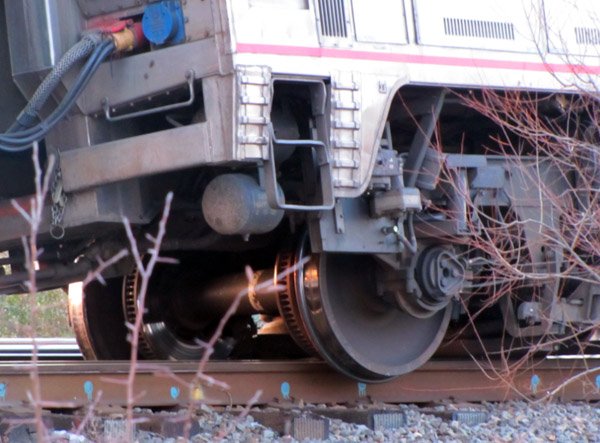 A derailed Amtrak passenger train in Higginson, Wednesday.