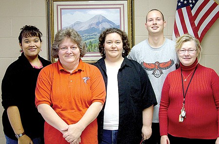 Pea Ridge High School English teachers Coach Charlie Clark, Laura Cooper, Crystal Marquez, Londa Kever and Dianne Meeds.