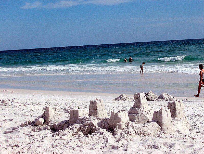 The white sand beaches at South Walton glisten in the sun.
