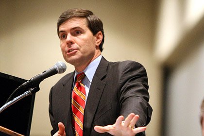 Lt. Gov. Bill Halter answers lottery questions in Little Rock in 2009. Halter will challenge incumbent Sen. Blanche LIncon for the Democratic nomination.