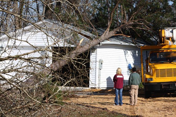 Storm damage along Sunnybrook Road west of Benton in Saline County Thursday morning.