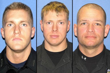 Three officers hurt during a raid at 2200 Marshall St. (from left): Bryan Black, James Jenkins and De Chance Ketzscher.