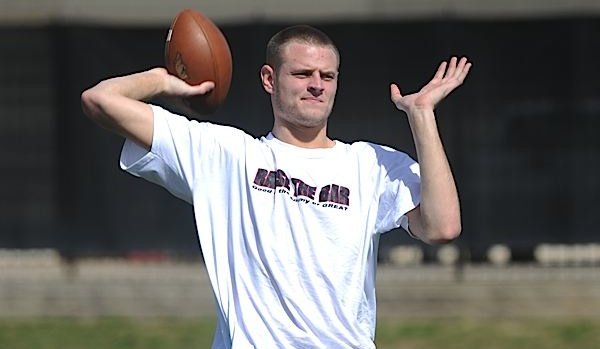 Arkansas quarterback Ryan Mallett tosses a pass during the first day of spring practice March 30.