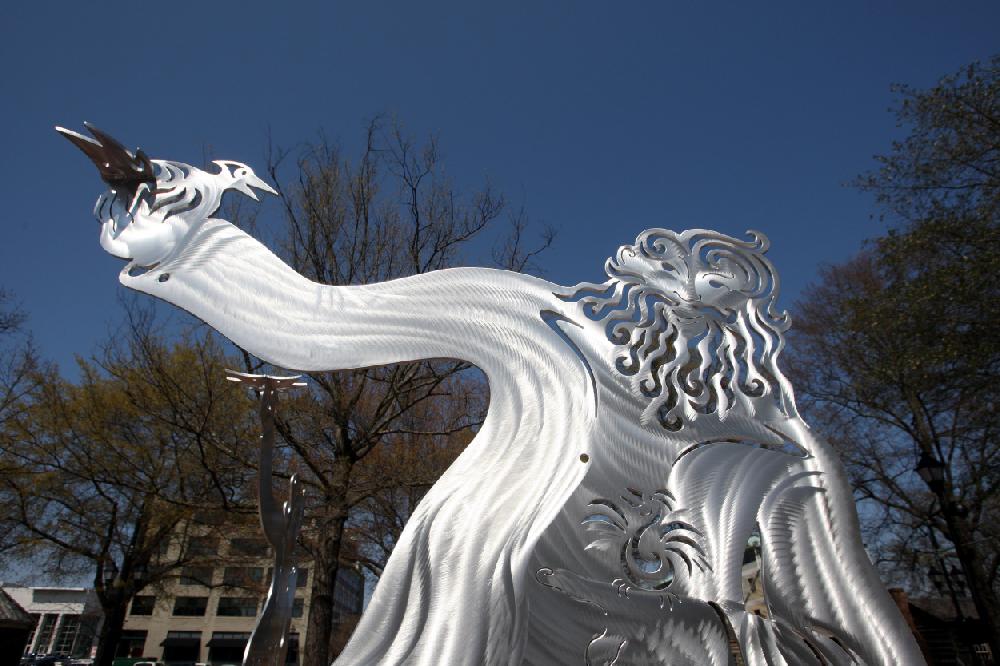 3222010Arkansas Democrat-GazetteSTEPHEN B. THORNTONPortions of the unfinished sculpture titled "pARTy for PEG" by Artist Alice Guffey Miller being installed Monday afternoon at the Historic Arkansas Museum.