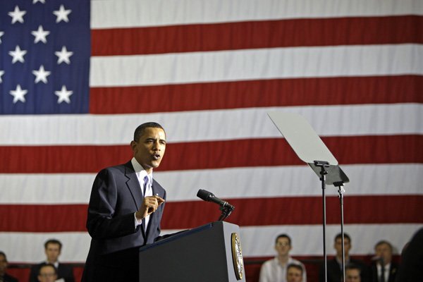 President Barack Obama delivers remarks at the Kennedy Space Center in Florida Thursday.