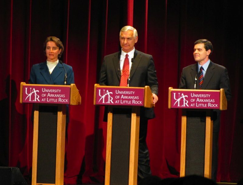 U.S. Blanche Lincoln and challengers D.C. Morrison and Bill Halter prepare to debate Friday night at UALR.