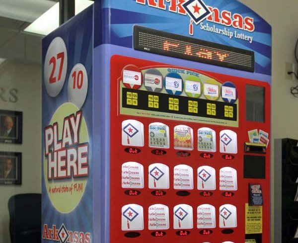 This prototype of a lottery vending machine that Arkansas lottery officials plan to start using in the next few months is displayed at the lottery claims center in Little Rock.