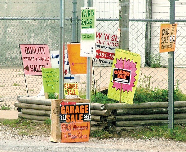 Garage sale signs can be seen posted all over Pea Ridge as the springtime weather continues to get warmer.