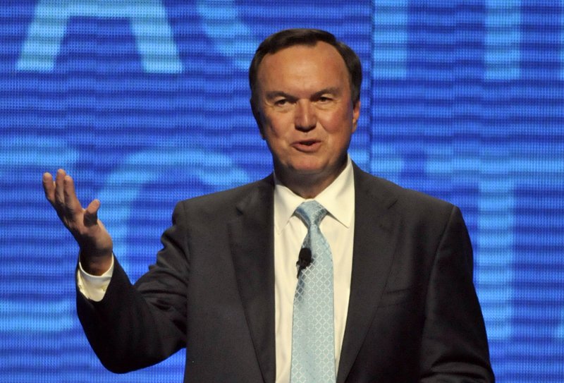 President and CEO of Wal-Mart Stores Inc. Mike Duke speaks during the annual shareholders' meeting in Fayetteville, Ark., Friday, June 4, 2010. 