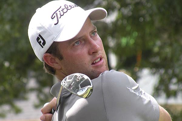  Chris Kirk tees off on the first hole Sunday at Hardscrabble Country Club in Fort Smith. Kirk shot a final-round 64 to win the Nationwide Tour’s Fort Smith Classic by a stroke over Kyle Thompson.