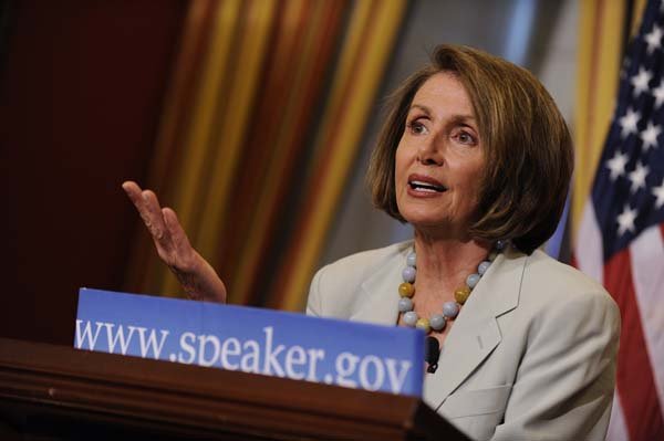 House Speaker Nancy Pelosi of Calif., gestures during her weekly news conference on Capitol Hill in Washington.