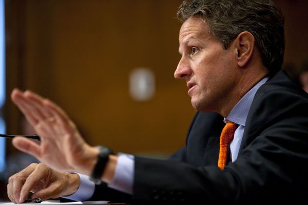 Timothy Geithner, U.S. treasury secretary, testifies at a hearing of the Congressional Oversight Panel in Washington, D.C., U.S., on Tuesday
