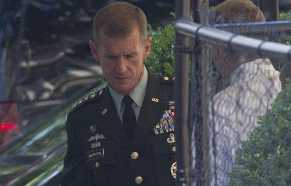 Stanley McChrystal  arrives at the White House in Washington, Wednesday, for a meeting with President Barack Obama.