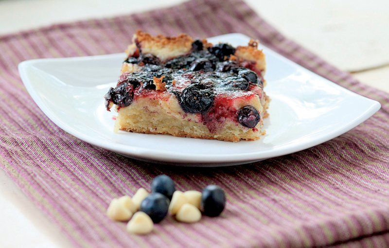 Blueberry Cheesecake Blondies are a delicious dessert made with mashed fresh blueberries, white chocolate and cream cheese.
