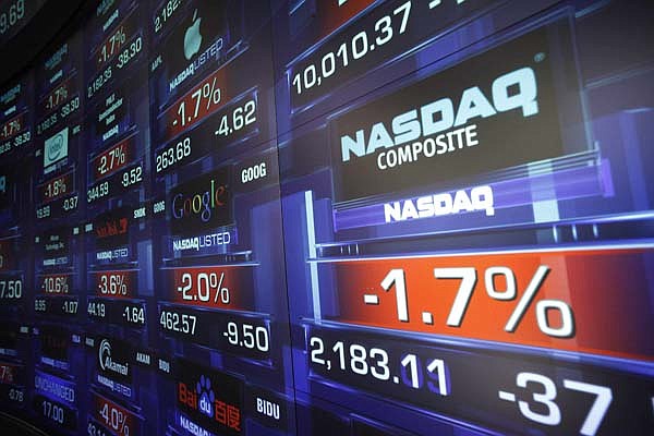 Stock indicators Tuesday reflect the day’s trend at the Nasdaq stock exchange in New York.