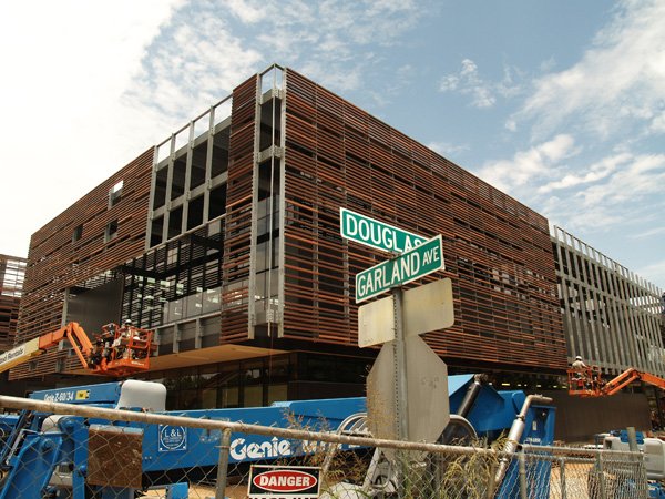 Construction is nearing completion for the new retail and parking center at the corner of Garland Avenue and Douglas Street. The new center, located at Garland Ave and Douglas Street in Fayetteville, will contain 30,000 square feet of retail space and 1,500 parking spaces for students, faculty and the general public.