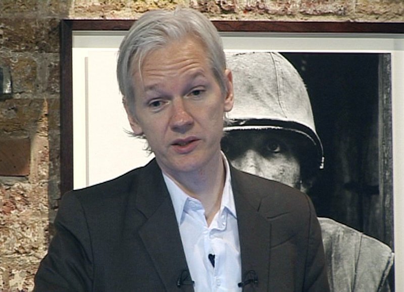 WikiLeaks founder Julian Assange speaks during a press conference in London Monday July 26, 2010. Assange said Monday he believes there is evidence of war crimes in the thousands of pages of leaked U.S. military documents relating to the war in Afghanistan. The remarks came after WikiLeaks, a whistle-blowing group, posted some 91,000 classified U.S. military records over the past six years about the war online, including unreported incidents of Afghan civilian killings and covert operations against Taliban figures. 