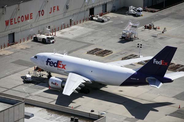 A FedEx jet is parked at John F. Kennedy International Airport in New York this past spring.