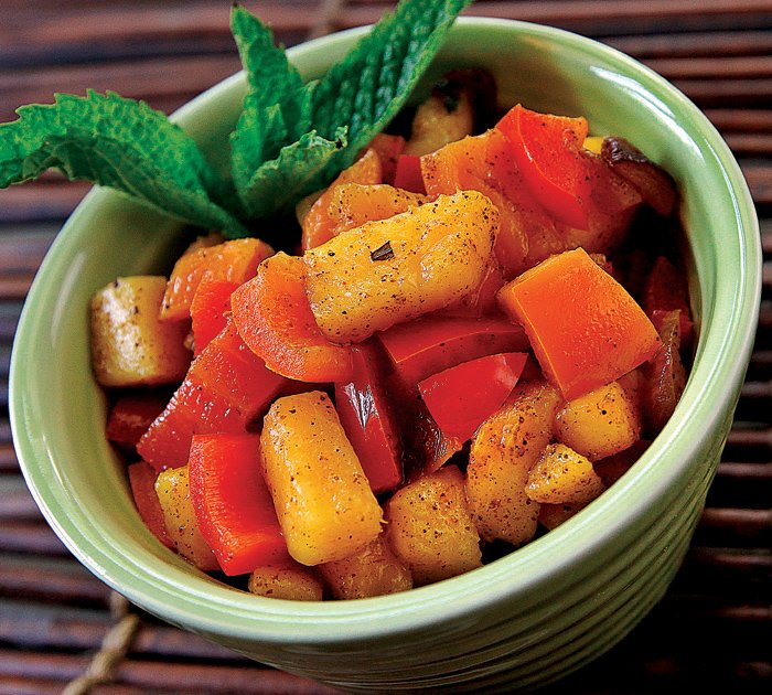 Curried Peach Salsa goes well with grilled pork or chicken.