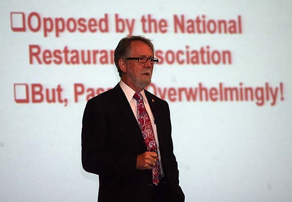 Dr. Tom Smith, Dean of the College of Education and Health Professions at the University of Arkansas, gives the keynote address at the Americans with Disabilities Act symposium Wednesday, July 28, 2010 at the Union on campus in Fayetteville.