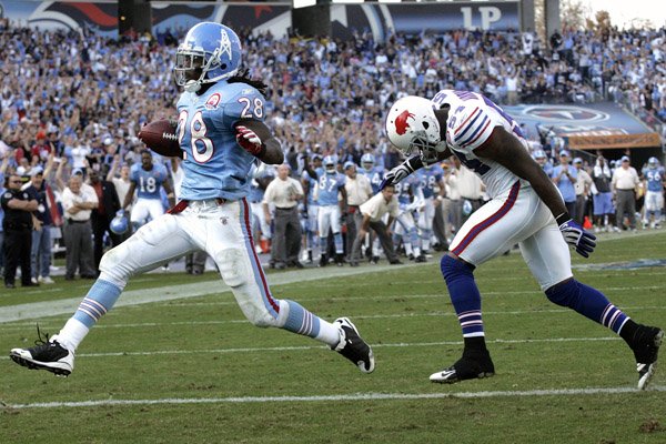 This November, 2005 file photo shows the Tennessee Titans vs. the Buffalo Bills in the fourth quarter of an NFL football game in Nashville, Tenn.