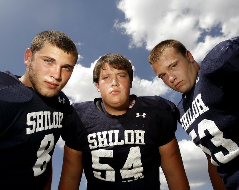  
Shiloh Christian football - feature players (from left) Zann Jones, Travis Bodenstein and Sam Harvill