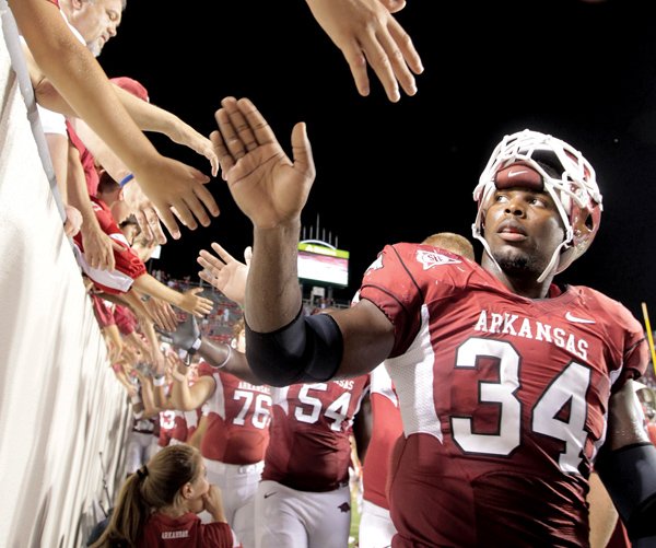 Linebacker Jerry Franklin is one reason why the Razorbacks are 3-0 on the year.