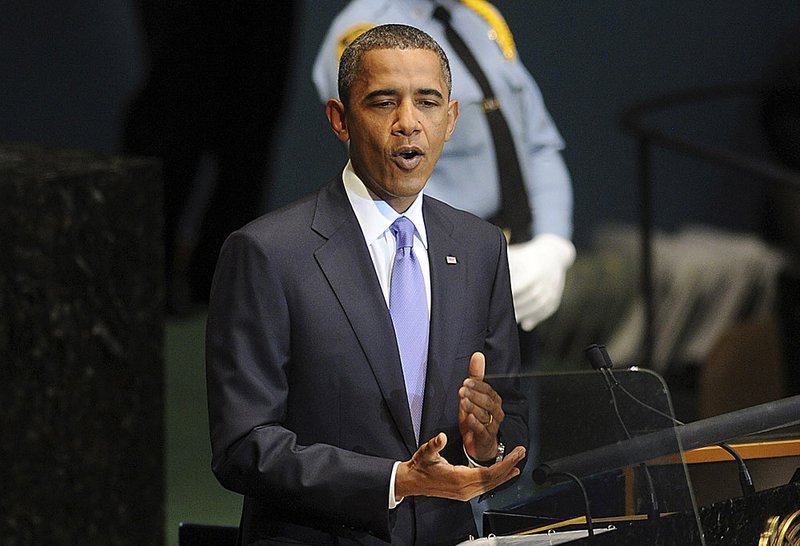 President Barack Obama urges world leaders to encourage a peace deal between Israelis and Palestinians, during his yearly address Thursday to the U.N. General Assembly. 