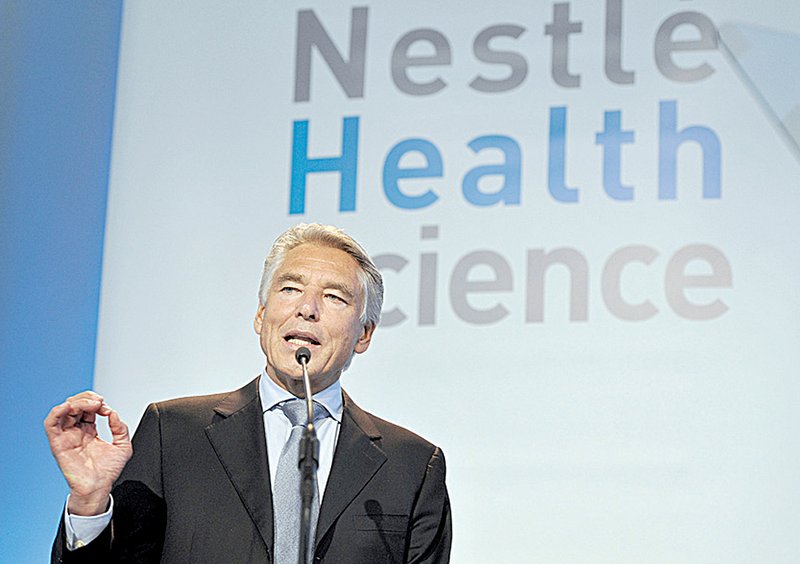Peter Brabeck-Letmathe, chairman of Nestle SA, addresses reporters Monday at a news conference in Lausanne, Switzerland.