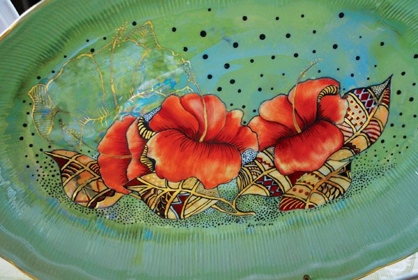 China pieces, painted by Vinita Harrison and her cabana friends, will be on display at the River Valley Arts Center from 1-3 p.m. Sunday. The public is invited.