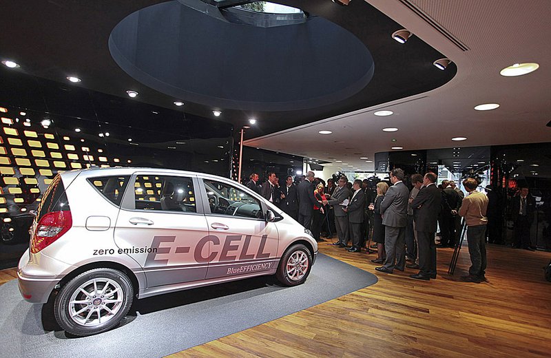 A Daimler AG Mercedes A Class E-Cell electric car is displayed Wednesday before the opening of the Paris Auto Show.