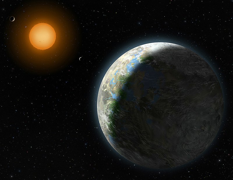 The possible look of a newly discovered planet in a habitable zone is depicted in this artist’s rendering provided by the National Science Foundation.