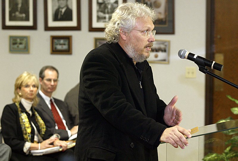 Local developer Gary Combs voices his concerns to the Rogers City Council about the proposed land swap between Rogers and Lowell during a public forum at the City Administration Building in Rogers.