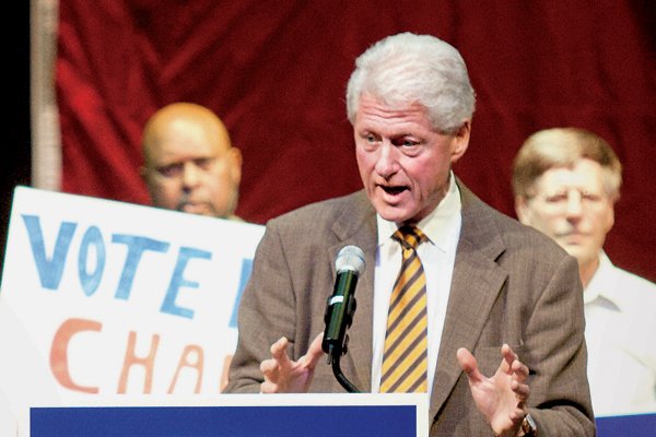 Former President Bill Clinton speaks to a crowd at the University of Arkansas Community College at Batesville’s Independence Hall. 