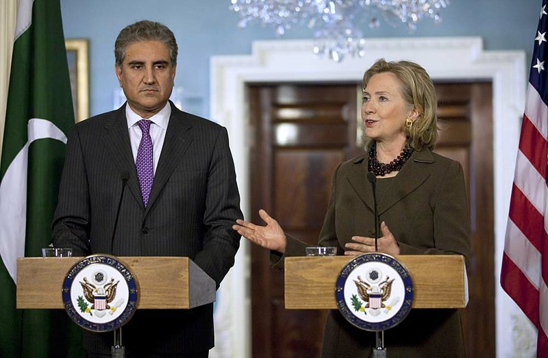 Secretary of State Hillary Rodham Clinton and Pakistani Foreign Minister Shah Mahmood Qureshi speak Friday at the State Department. 