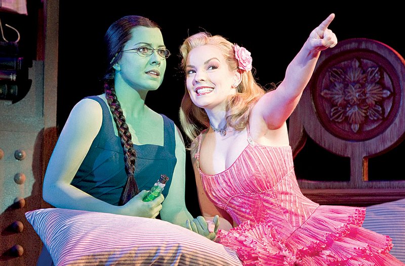 Elphaba (Vicki Noon, left) and Galinda (Natalie Daradich) become unlikely school chums in Wicked.
