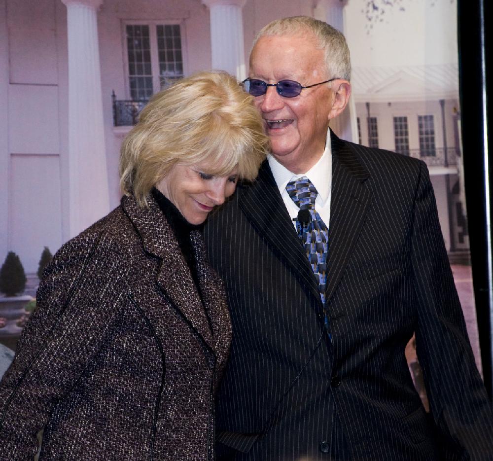 Arkansas Democrat Gazette photo by Cary Jenkins
John Paul Hammerschmidt give Kathry Roberts a hug after they sang a campaign song from the early part of Hammerschmidt's career