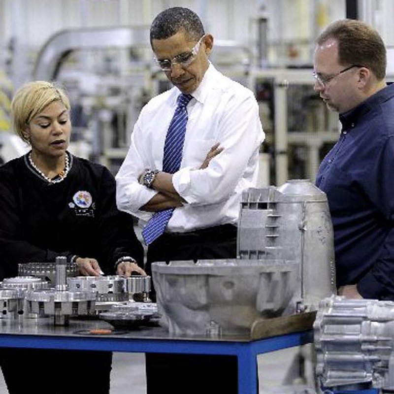 President Barack Obama tours a Chrysler transmission plant Tuesday in Kokomo, Ind.