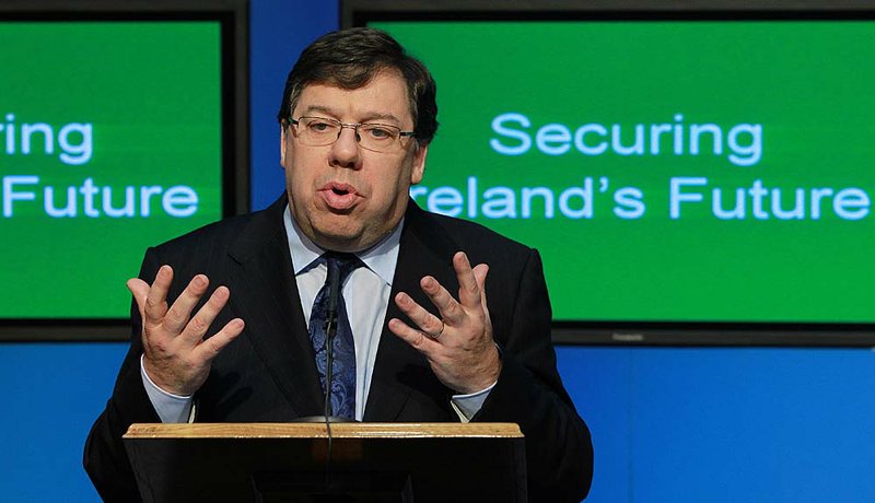 Irish Prime Minister Brian Cowen outlines austerity measures Wednesday. “This will ask a lot of all of our people,” he said. 