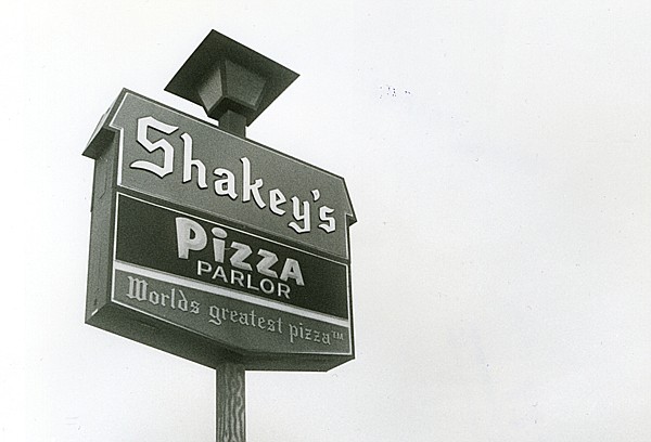 An old photo of the "world's greatest pizza" purveyor Shakey's Pizza Parlor.