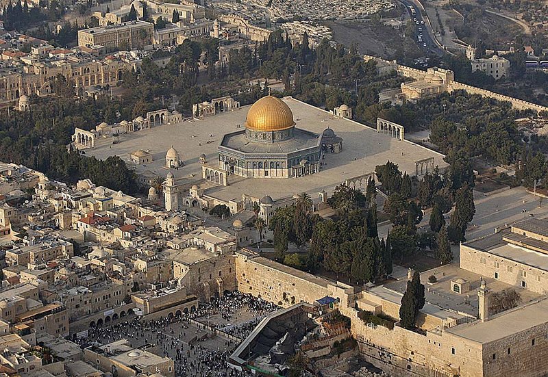 Some Jewish and evangelical Christians want to rebuild the Temple in the heart of Jerusalem (above). The site, however, is sacred to Muslims, and includes the Dome of the Rock, a key Islamic site.

