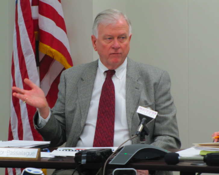 Arkansas Scholarship Lottery Executive Director Ernie Passailaigue presents a report at the beginning of a commission meeting Wednesday.