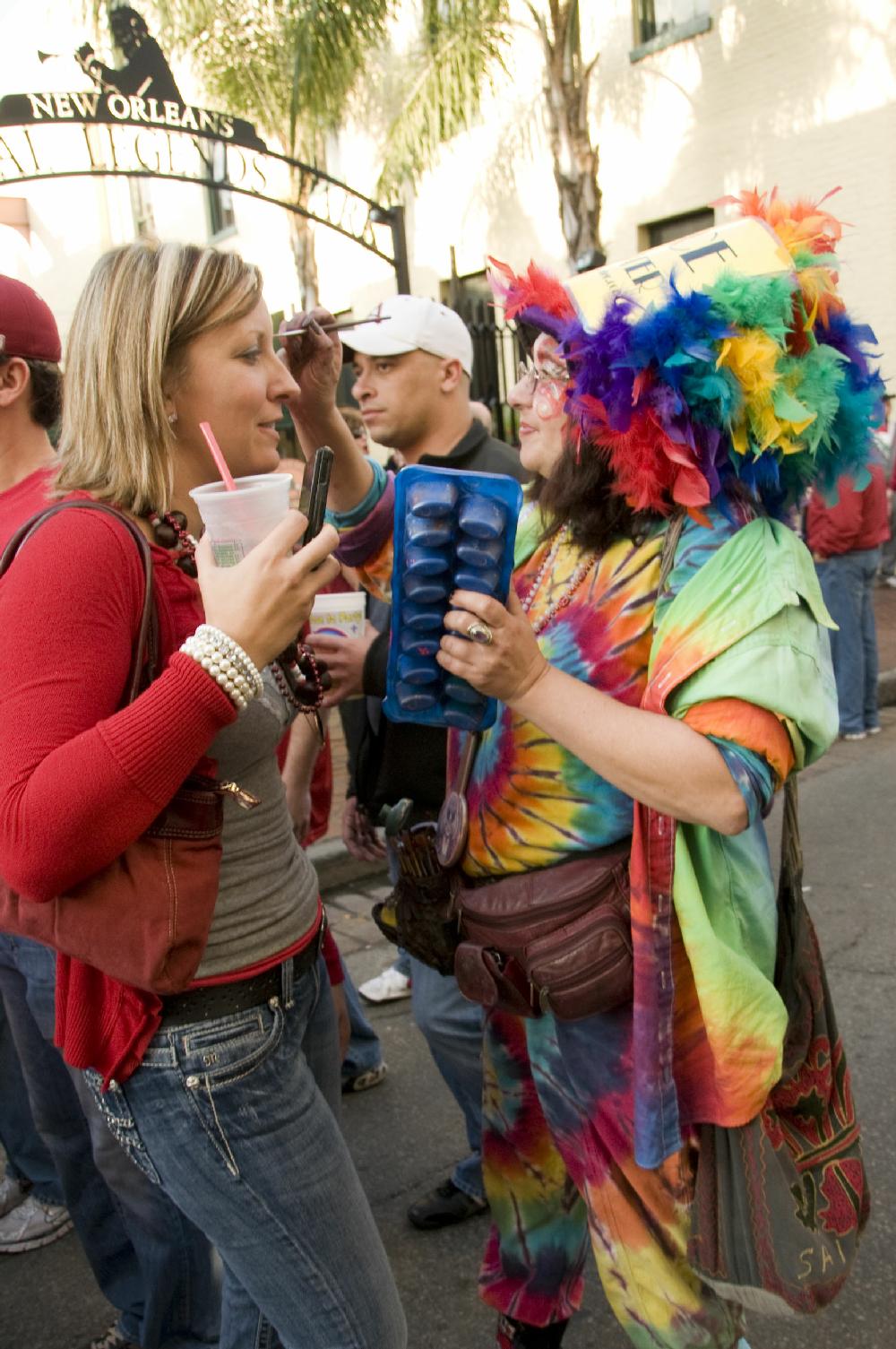 Arkansas Democrat Gazette photo by Cary Jenkins
Hog Fan on Bourban Street has her face painted
