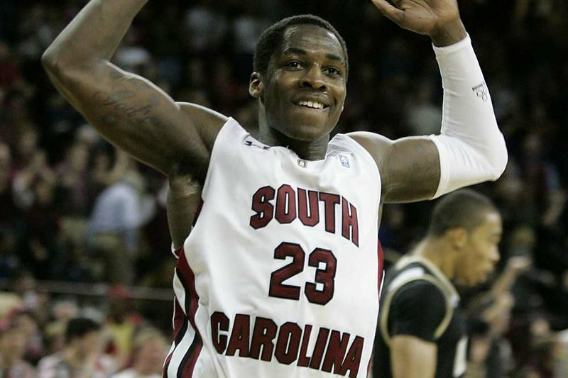  South Carolina's Bruce Ellington celebrates as they defeat Vanderbilt in overtime 83-75 in their NCAA college basketball game Saturday.